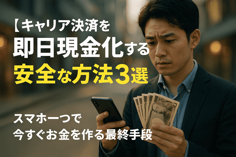 キャリア決済を即日現金化する安全な方法3選|スマホ一つで今すぐお金を作る最終手段